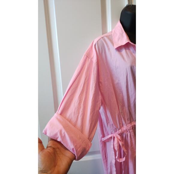 Universal Threads 100% Cotton Pink Shirt Dress Caftan With Pocket Size Large New - Picture 2 of 16